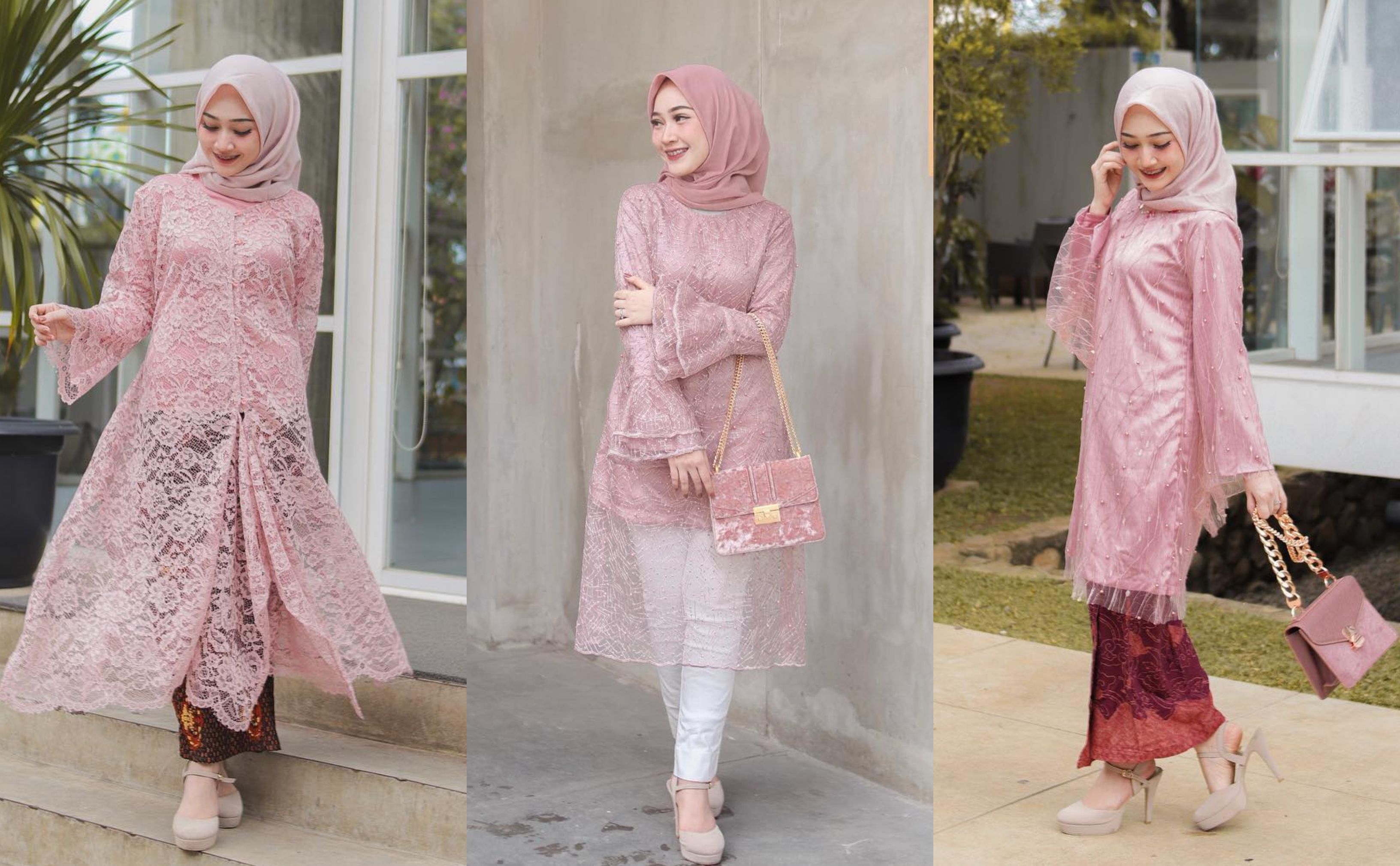 Brokat Pink Dan Jilbab Warna Putih: Simpel Namun Tetap Elegan